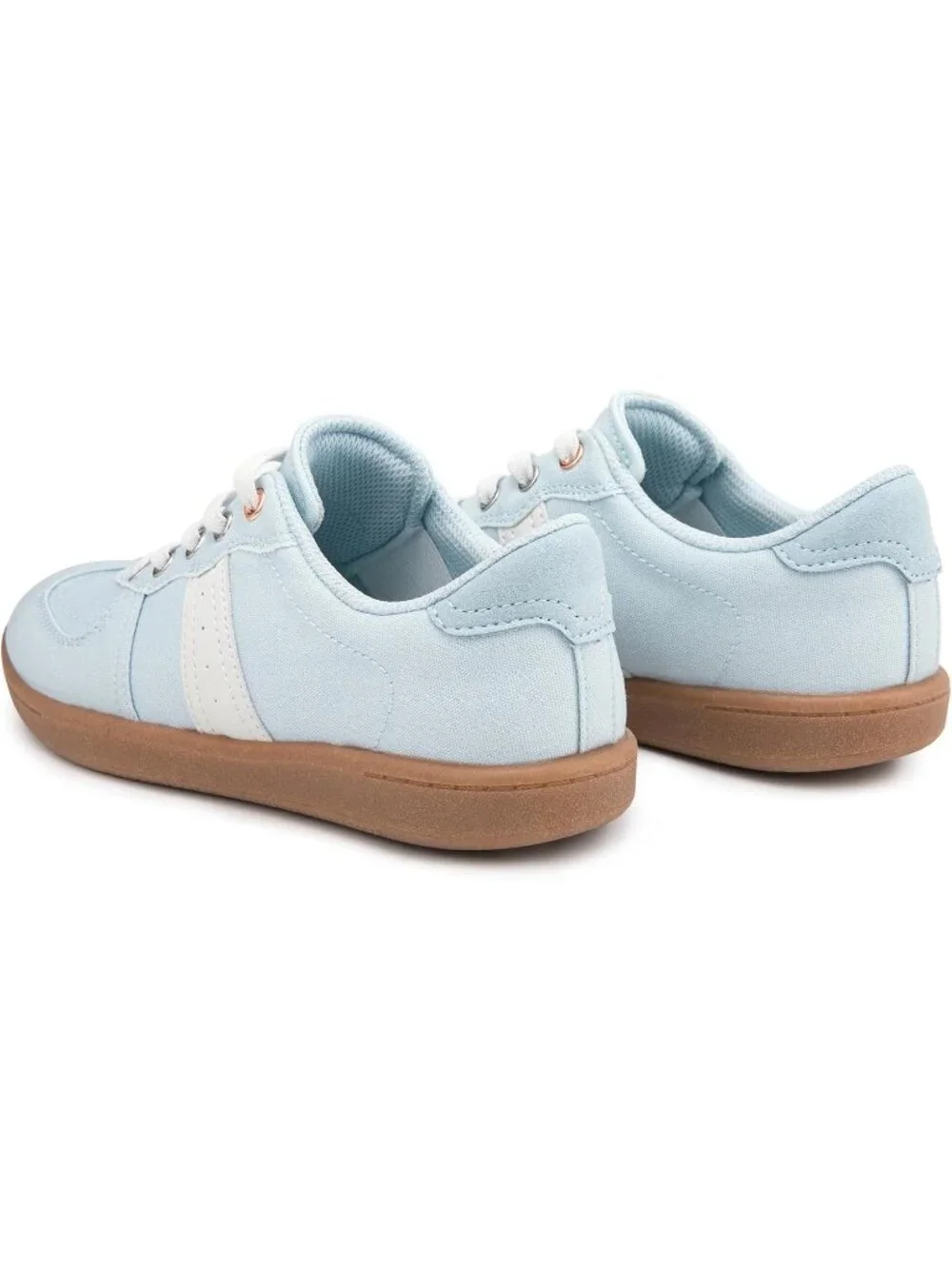 Women's Sky Blue Canvas Shoes Flat Pull On Round Toe Athletic Tennis Sneakers